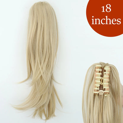 Claw Clip Ponytail Hair Extension 24 Inch Wavy Synthetic Heat Resistant