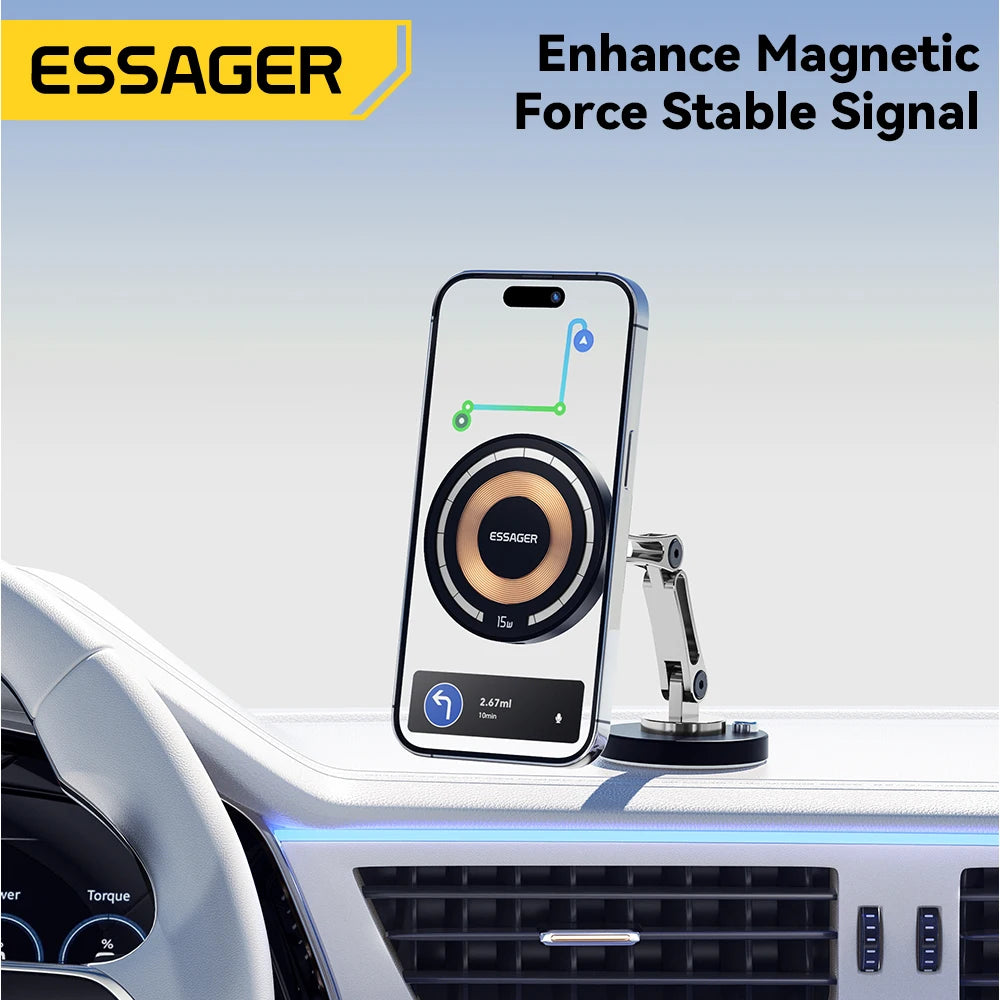 Essager Magnetic Car Phone Holder & 15W Wireless Charger – MagSafe