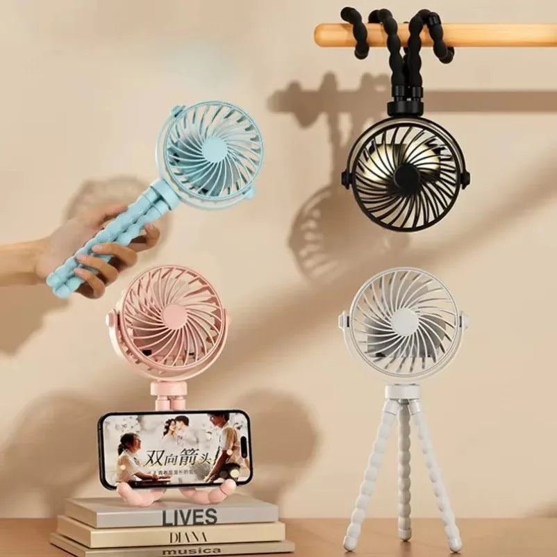 Portable USB Mini Fan with Flexible Octopus Clip