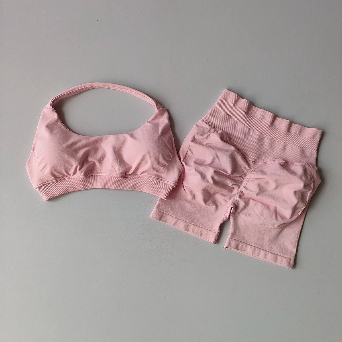 Women's Seamless Yoga Set – Halter Sports Bra & Matching Shorts