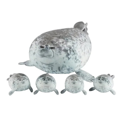 Mama & Baby Seal Plush Toy Set – Zipper Stuffed Animal Gift