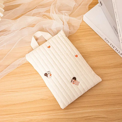 Embroidery Diaper Caddy Pouch – Quilted Cotton Nappy Purse