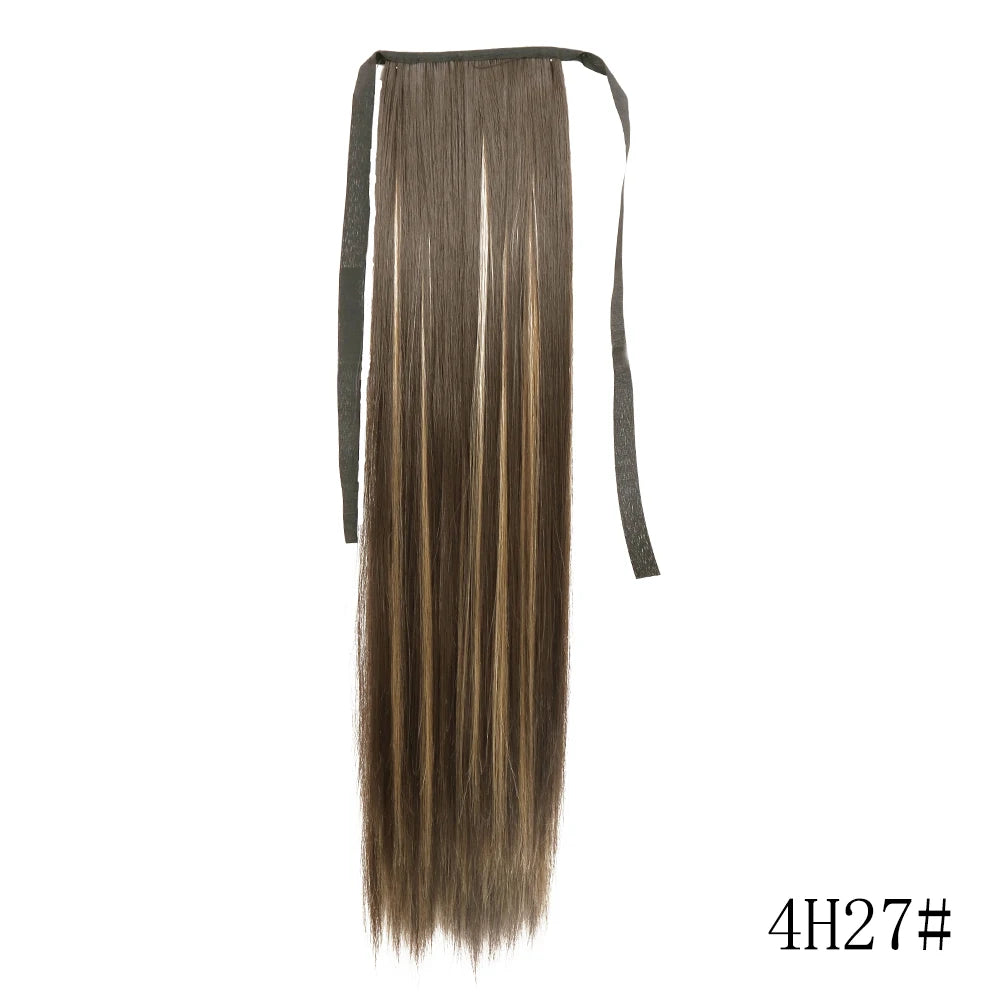Wrap Around Ponytail Extension Synthetic Straight Hair 22-34 Inch
