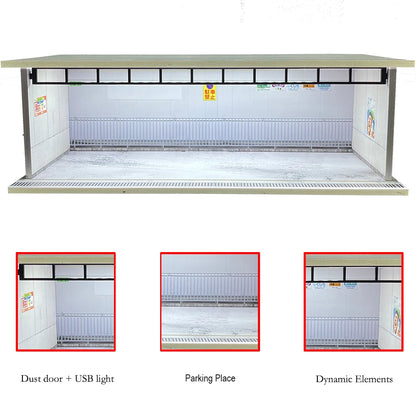 1/64 Scale Garage Diorama Display Case with USB LED Lights