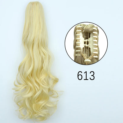 Claw Clip Ponytail Hair Extension 24 Inch Wavy Synthetic Heat Resistant