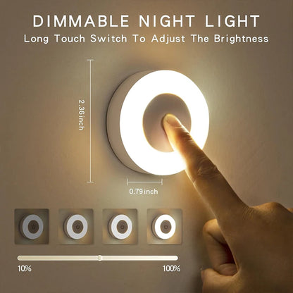 LED Touch Night Light USB Rechargeable 3-Color Dimmable Wall Lamp