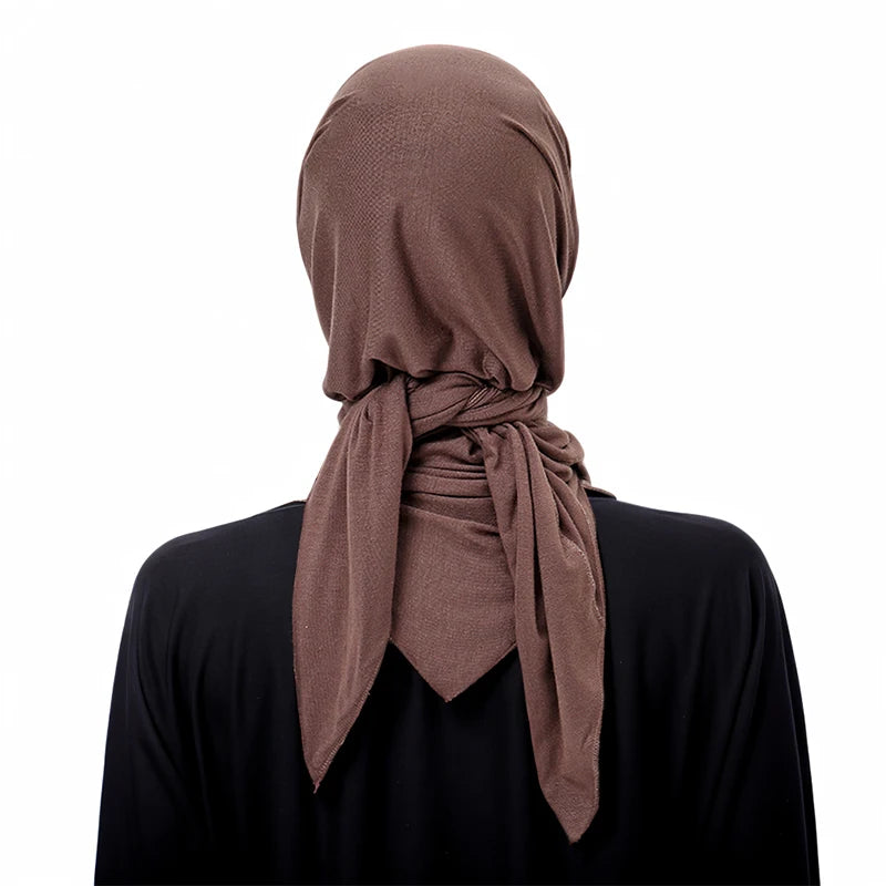Cotton Triangle Hijab Scarf with Bow Detail – Muslim Women's Wrap