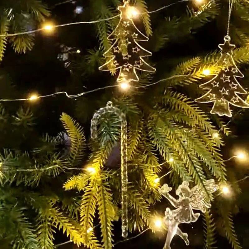 Crystal Acrylic Christmas Tree Hanging Ornaments – 5-Pack