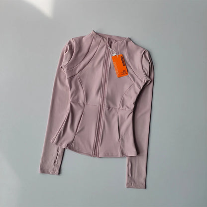 Women's Zip-Up Athletic Jacket – Long Sleeve Workout Coat