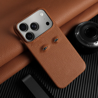 Eyes Lychee Genuine Leather iPhone Case