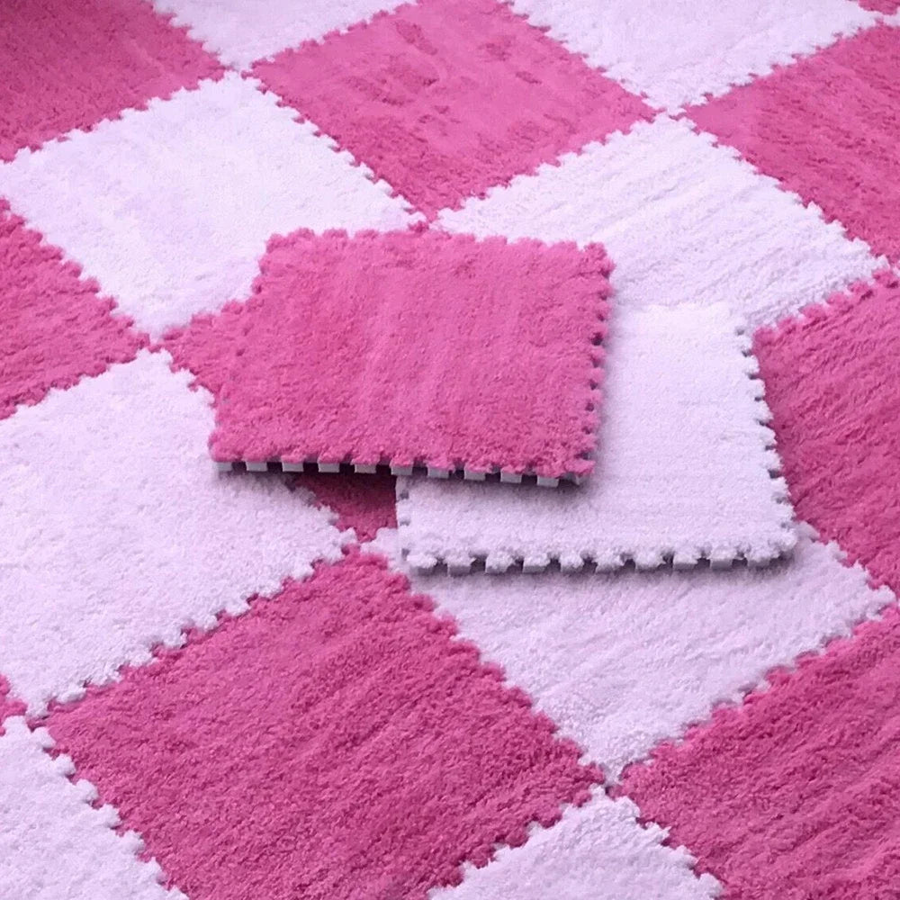 Interlocking Foam Puzzle Play Mat Tiles – Soft Plush Carpet for Kids & Baby