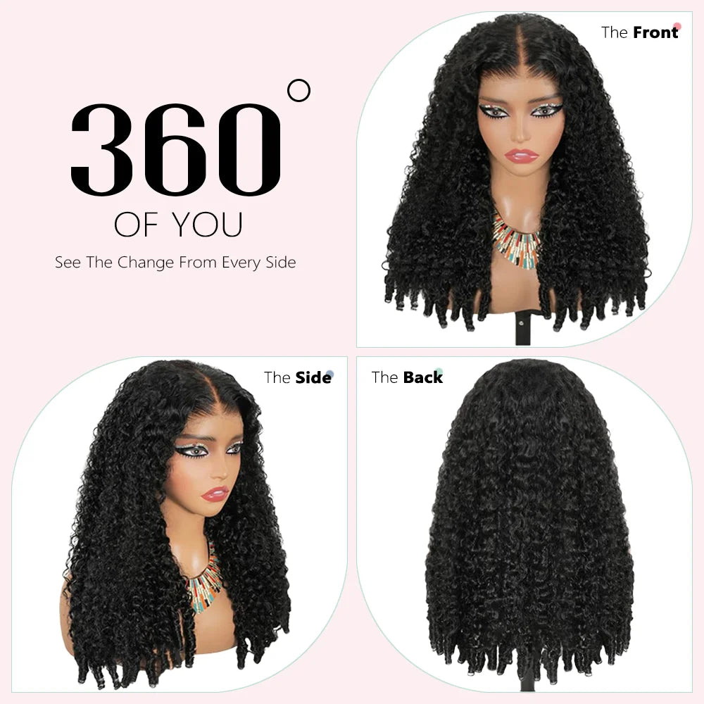 13x4 HD Lace Frontal Wig Human Hair Natural Black 180% 200% Density