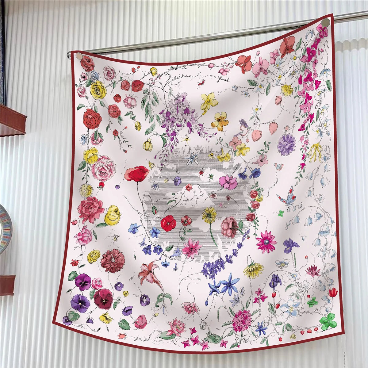 Luxury Silk Square Scarf Women Floral Paisley Print 90cm