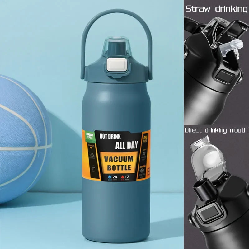 Large Capacity Vacuum Insulated Water Bottle – 800ml to 1500ml Stainless Steel Thermos