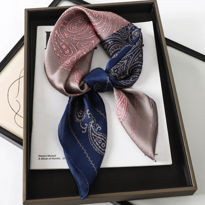 Silk Feel Square Scarf for Women – Satin Hair Wrap & Foulard Shawl