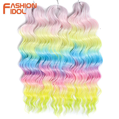 Deep Wave Braiding Hair Extensions 24 Inch – Synthetic Water Wave Crochet Hair
