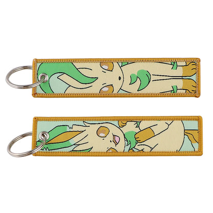 Anime Embroidered Keychain - Cute Cartoon Jet Tag Key Ring