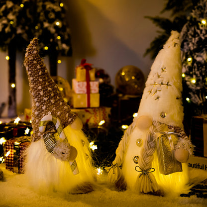 Light-Up Christmas Gnome Figurine – Glowing Sequin Faceless Doll Holiday Decoration