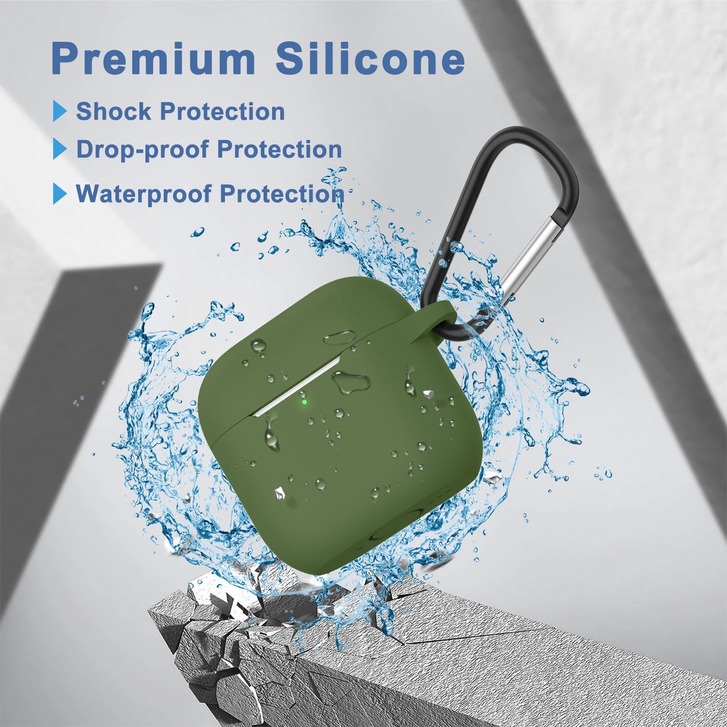 Silicone AirPods 4 Case with Wrist Strap & Carabiner Clip