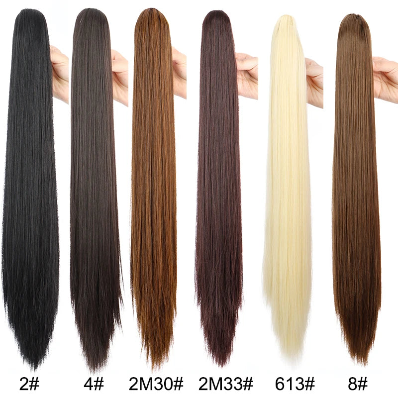 Claw Clip Ponytail Hair Extension – 24 Inch Long Straight Synthetic