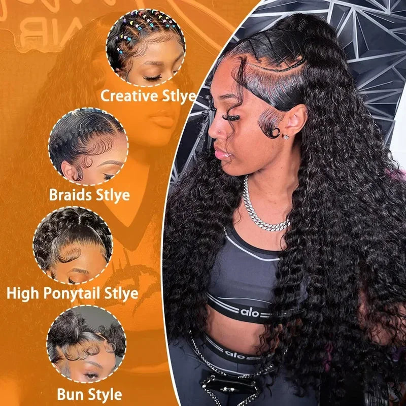 Deep Wave Lace Front Wig Human Hair 13x4 13x6 5x5 HD Lace 250% Density