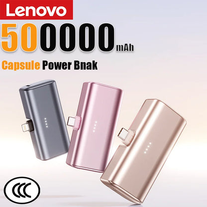 Lenovo Mini Power Bank 30000–50000mAh – USB-C & Lightning Fast Charge