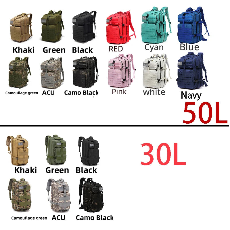 50L Tactical Backpack – 1000D Nylon Waterproof Military Rucksack for Hiking, Hunting & Outdoor