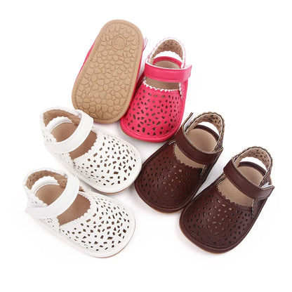 Baby Girl Breathable Hollow Sandals – Soft Sole Summer Shoes