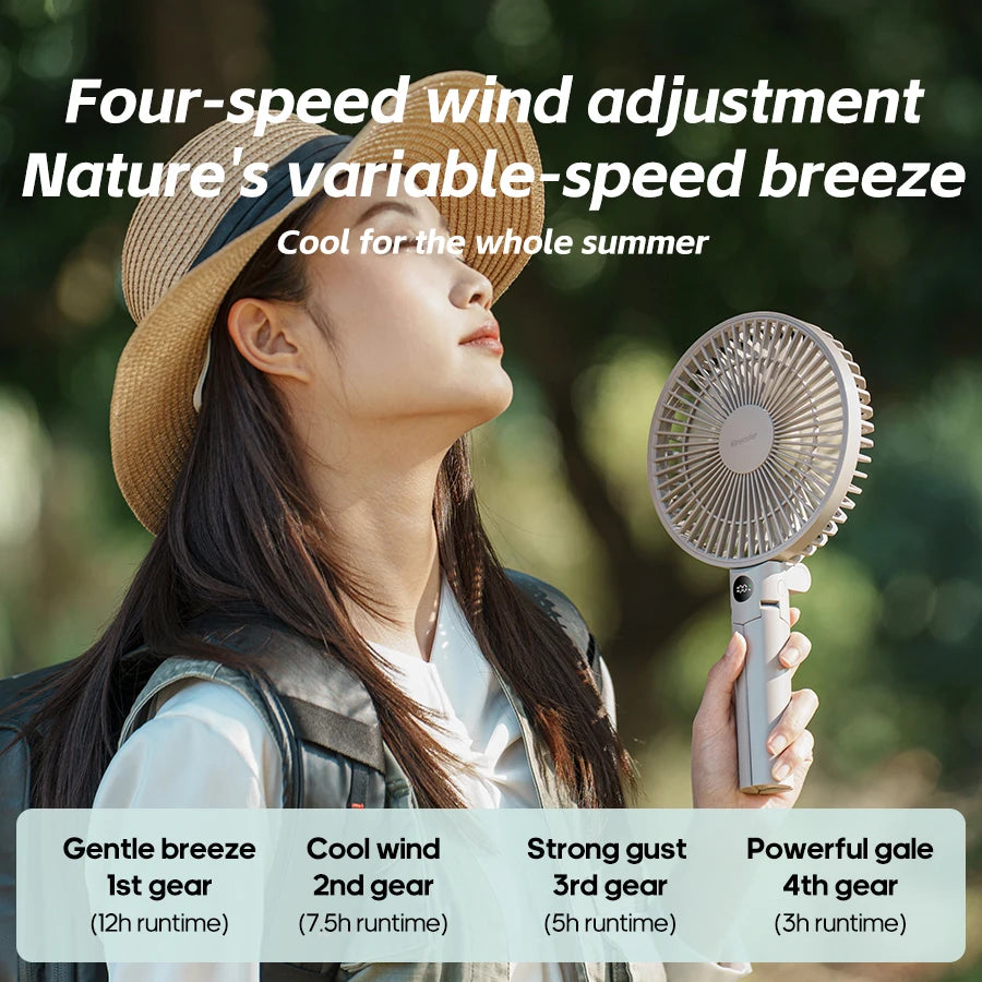 Handheld Folding Fan 3600mAh Rechargeable Desktop & Portable