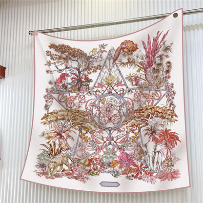 Luxury Silk Square Scarf Women Floral Paisley Print 90cm