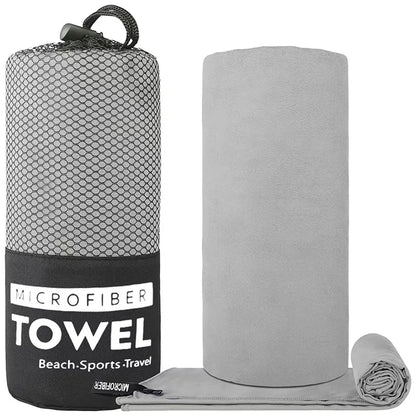 Microfiber Sports Towel with Mesh Bag – Quick Dry, Sand Free