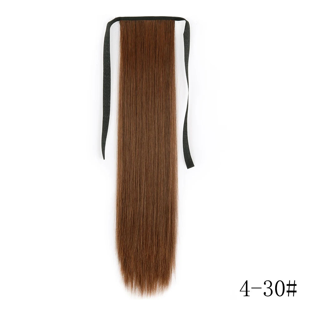 Wrap Around Ponytail Extension Synthetic Straight Hair 22-34 Inch