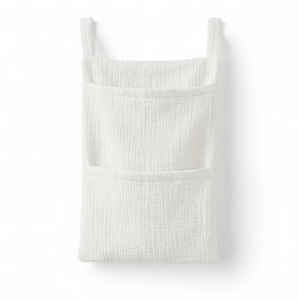 Cotton Baby Crib Hanging Storage Bag – Muslin Nursery Organizer