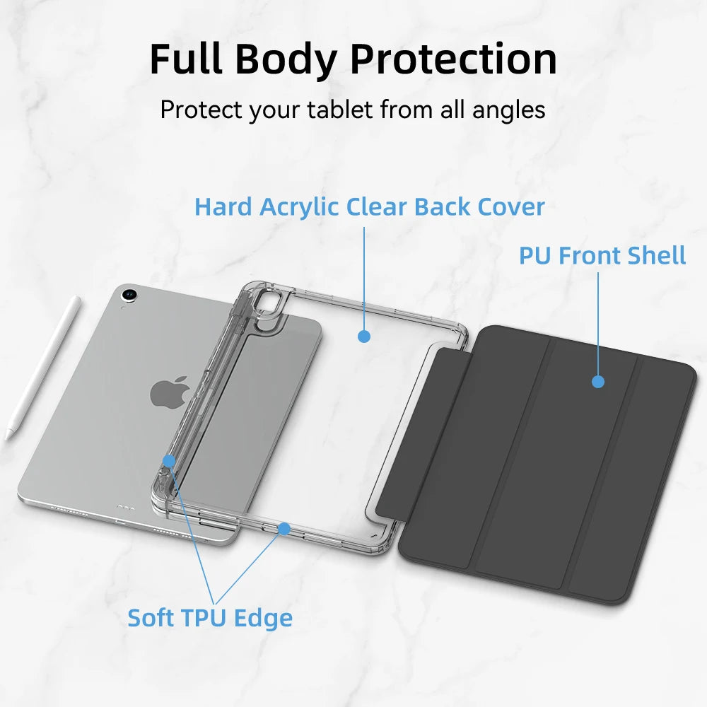 iPad Case with Pencil Holder – Fits iPad Pro 11/12.9/13, Air, Mini, 10th Gen & More