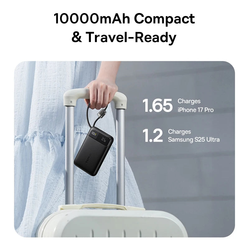 Baseus 10000mAh Power Bank 22.5W Fast Charging with Built-In Dual USB-C Cable