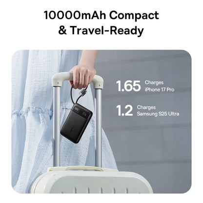 Baseus 10000mAh Power Bank 22.5W Fast Charging with Built-In Dual USB-C Cable