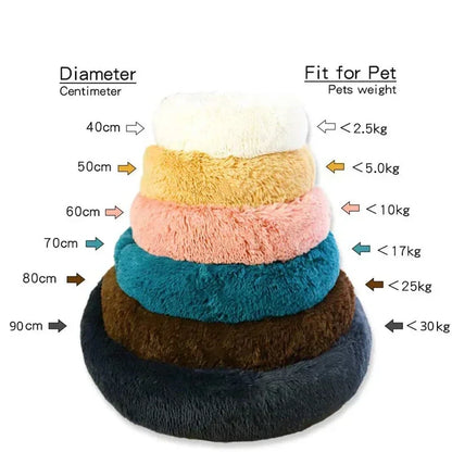Calming Donut Cat Bed – Super Soft Plush Washable Pet Sleeping Cushion