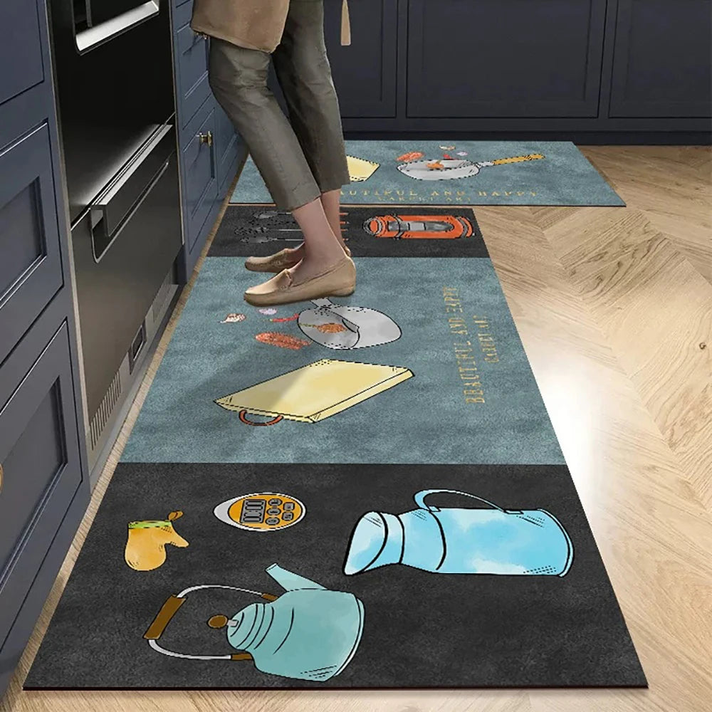 Non-Slip Kitchen Mat Set – Crystal Velvet Absorbent Rugs for Kitchen & Bathroom