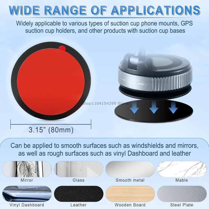 Car Phone Holder Adhesive Disc Pad – Suction Cup Sticky Base Mount (70mm/80mm)