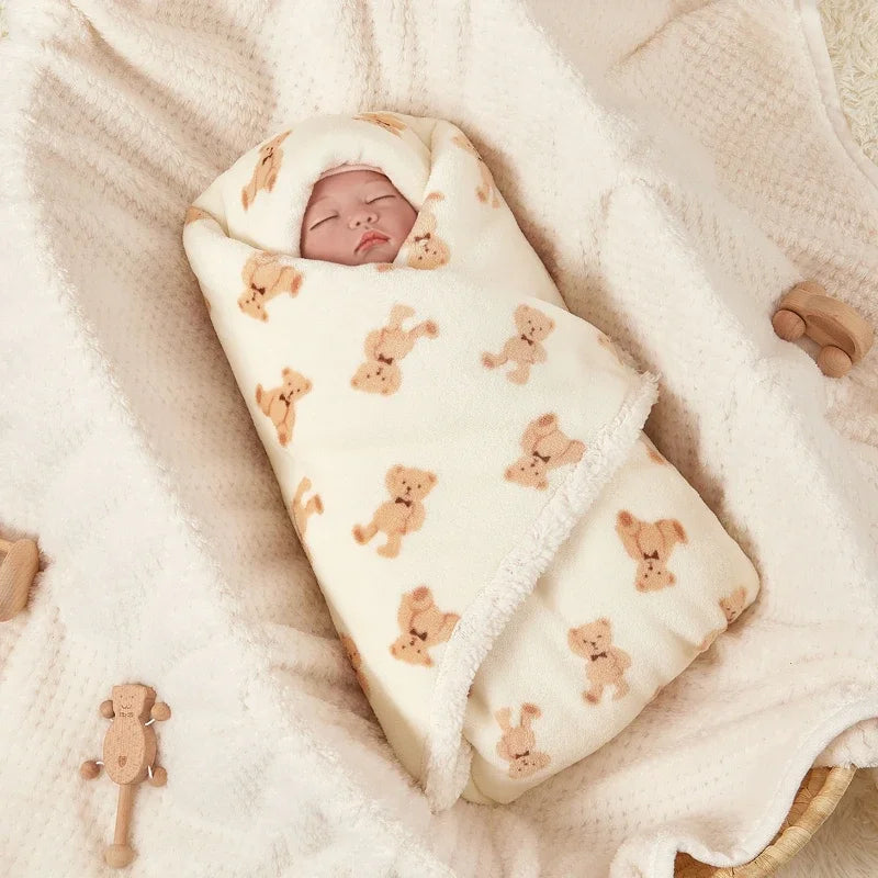 Baby Blanket Sherpa Fleece - Soft Animal Print Swaddle Wrap