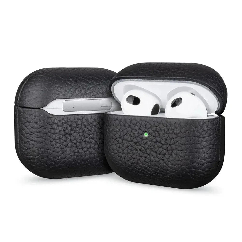 Genuine Leather AirPods Case – Litchi Texture, Italian Style
