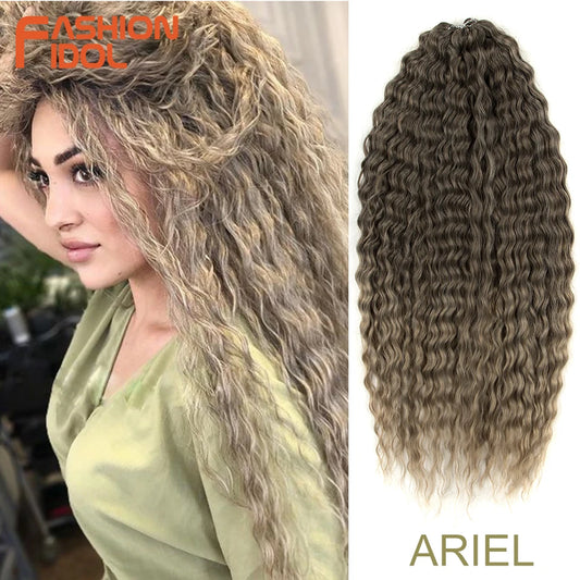 24 Inch Water Wave Crochet Braiding Hair – Synthetic Twist Curly Ombre Extensions