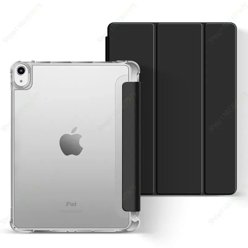 iPad Case with Pencil Holder - Clear Back Trifold Smart Cover