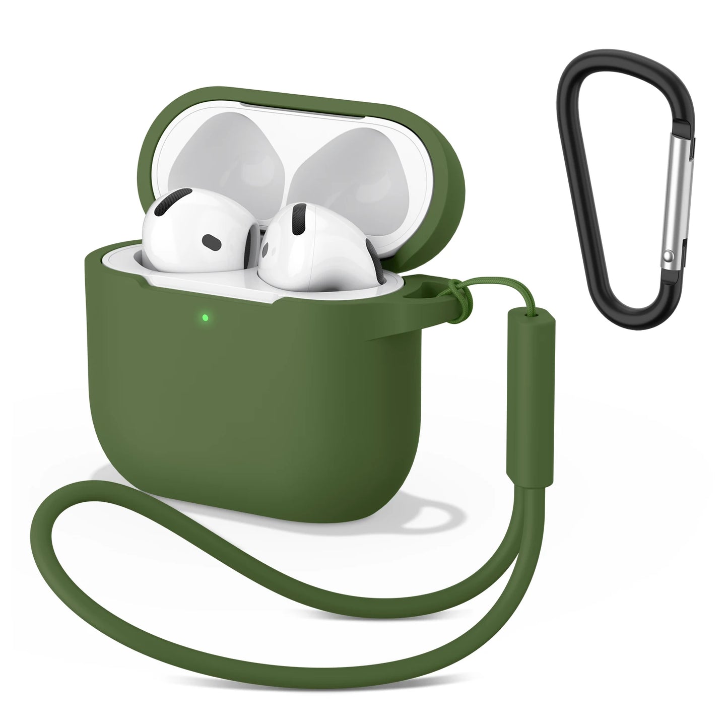 Silicone AirPods 4 Case with Wrist Strap & Carabiner Clip