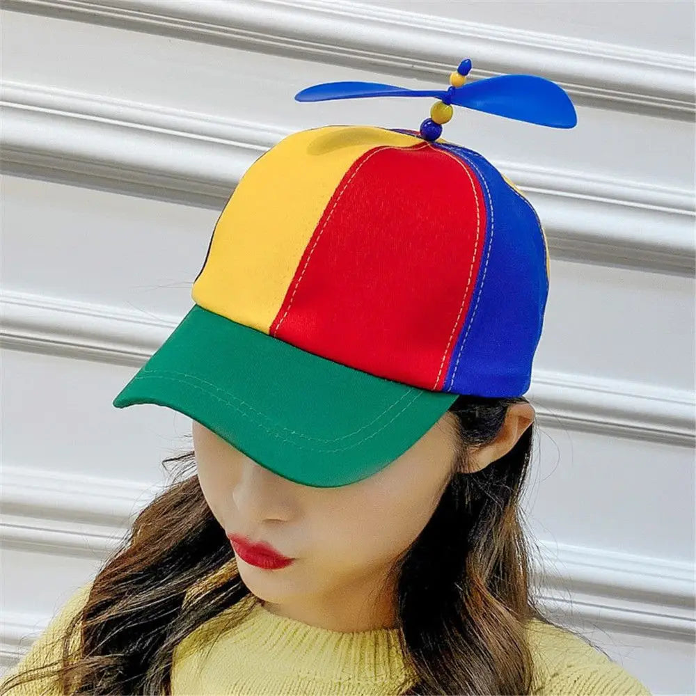 Propeller Baseball Cap – Rainbow Colorblock Hat for Kids & Adults