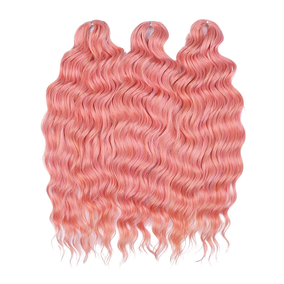 Deep Wave Braiding Hair Extensions 24 Inch – Synthetic Water Wave Crochet Hair