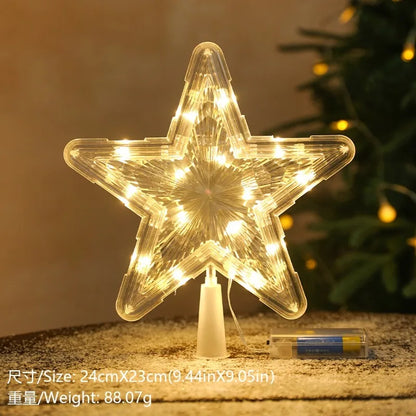 LED Moon & Star Christmas Tree Topper Light – Warm White Glow
