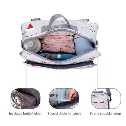 Waterproof Baby Diaper Bag – Printed Wet Dry Reusable Maternity Bag