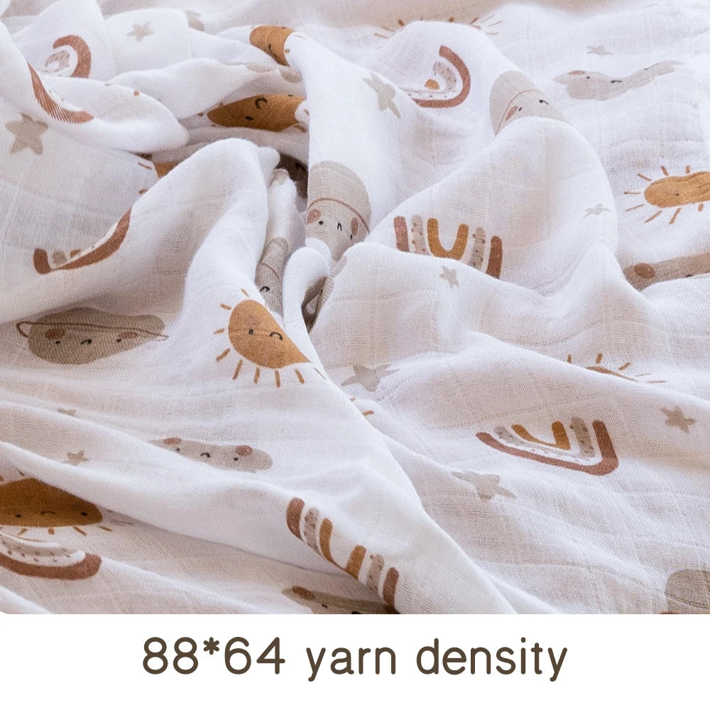 Baby Muslin Swaddle Blanket – Soft Bamboo Cotton, 47x43in, 22 Prints