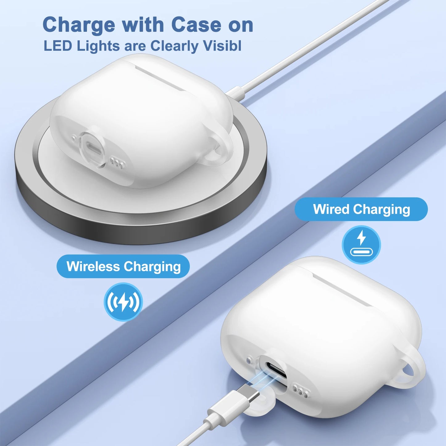 Silicone AirPods 4 Case with Wrist Strap & Carabiner Clip